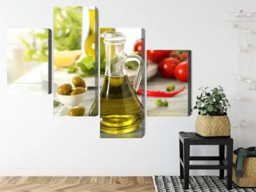 Mehrteiliges Bild Krug Mit Frischem Öl