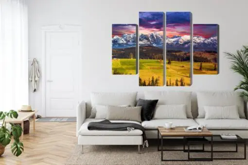 Mehrteiliges Bild Landschaft Mit Dem Polnischen Tatra-Gebirge 3D