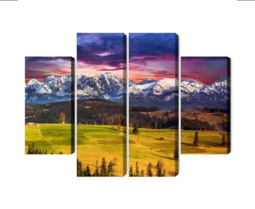 Mehrteiliges Bild Landschaft Mit Dem Polnischen Tatra-Gebirge 3D