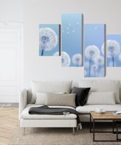 Mehrteiliges Bild Löwenzahn Auf Blauem Hintergrund