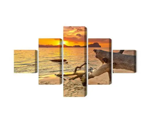 Mehrteiliges Bild Meereslandschaft Bei Sonnenuntergang