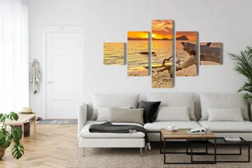 Mehrteiliges Bild Meereslandschaft Bei Sonnenuntergang