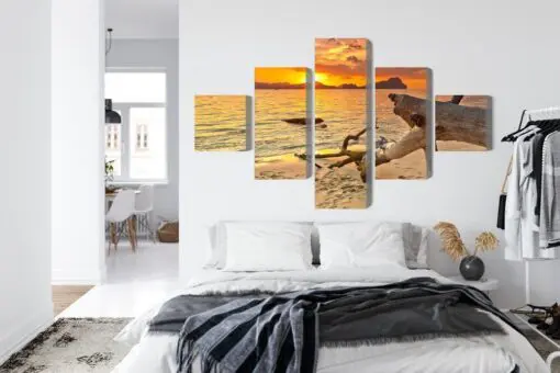 Mehrteiliges Bild Meereslandschaft Bei Sonnenuntergang