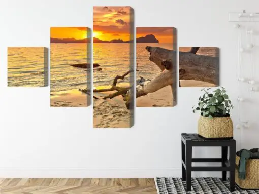 Mehrteiliges Bild Meereslandschaft Bei Sonnenuntergang