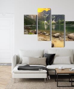 Mehrteiliges Bild Morskie Oko Im Tatra-Gebirge Bei Sonnenuntergang 3D