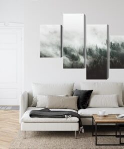 Mehrteiliges Bild Nebelhafte Waldlandschaft 3D