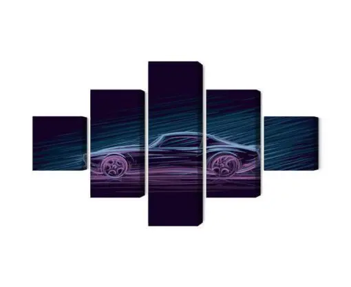 Mehrteiliges Bild Neon-Muscle-Car