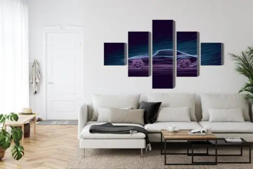 Mehrteiliges Bild Neon-Muscle-Car