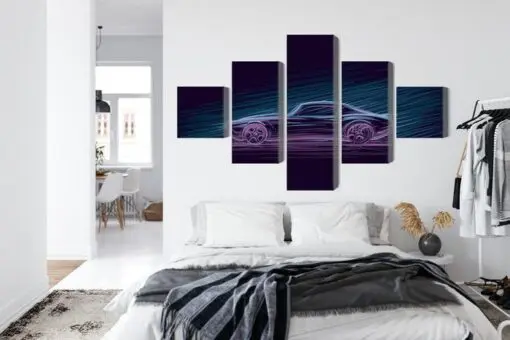 Mehrteiliges Bild Neon-Muscle-Car