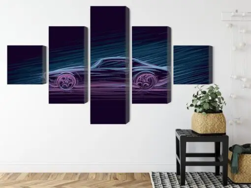 Mehrteiliges Bild Neon-Muscle-Car