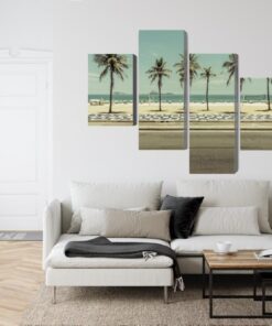 Mehrteiliges Bild Palmen Am Strand Von Ipanema In Rio De Janeiro
