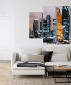 Mehrteiliges Bild Panorama Des Moskauer Stadtzentrums Und Der Wolkenkratzer