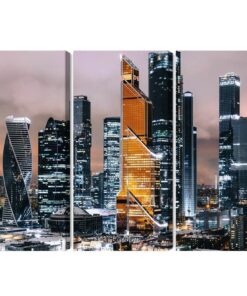 Mehrteiliges Bild Panorama Des Moskauer Stadtzentrums Und Der Wolkenkratzer