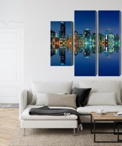 Mehrteiliges Bild Panorama Von Miami Bei Nacht