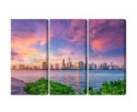 Mehrteiliges Bild Panorama Von Miami Während Des Sonnenuntergangs