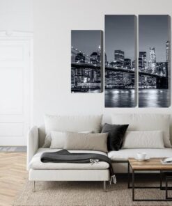 Mehrteiliges Bild Panorama Von New York Bei Nacht