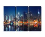 Mehrteiliges Bild Panoramablick Auf Manhattan Bei Nacht