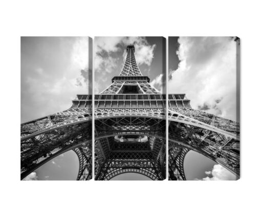 Mehrteiliges Bild Paris Eiffelturm Schwarz-Weiß-Ansicht