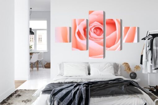 Mehrteiliges Bild Pastellrose Auf Einer 3D-Makroskala