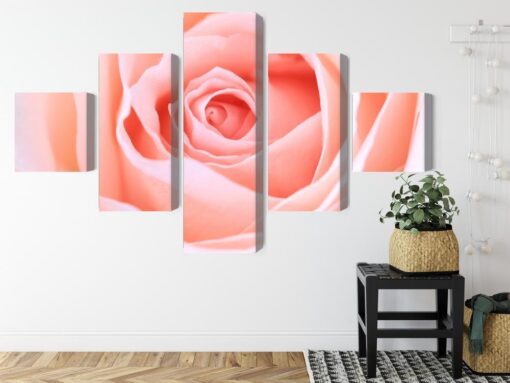 Mehrteiliges Bild Pastellrose Auf Einer 3D-Makroskala