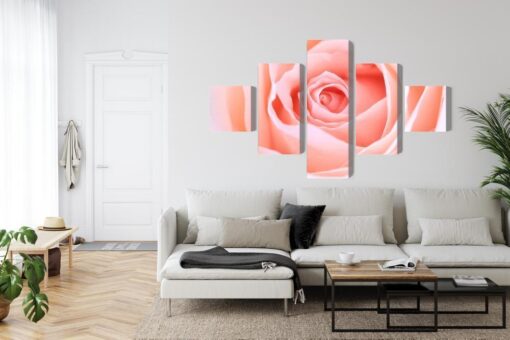 Mehrteiliges Bild Pastellrose Auf Einer 3D-Makroskala