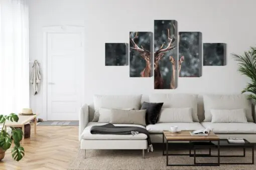 Mehrteiliges Bild Reh Und Reh Im 3D-Wald