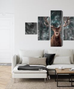 Mehrteiliges Bild Rehe Im Wald 3D