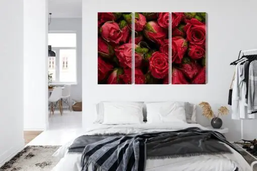 Mehrteiliges Bild Rosen Mit Wassertropfen