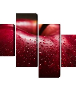 Mehrteiliges Bild Roter Apfel Im Makromaßstab