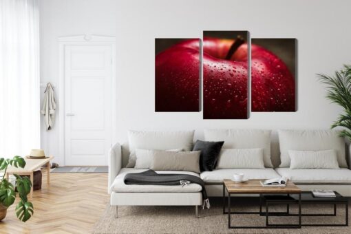 Mehrteiliges Bild Roter Apfel Im Makromaßstab