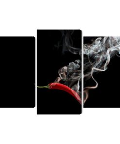 Mehrteiliges Bild Roter Chili Mit Rauch