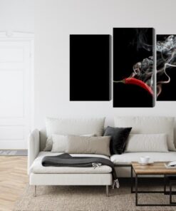 Mehrteiliges Bild Roter Chili Mit Rauch