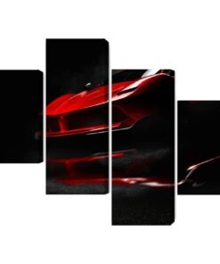 Mehrteiliges Bild Roter Sportwagen 3D