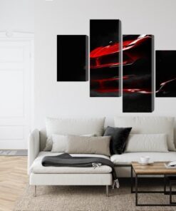 Mehrteiliges Bild Roter Sportwagen 3D