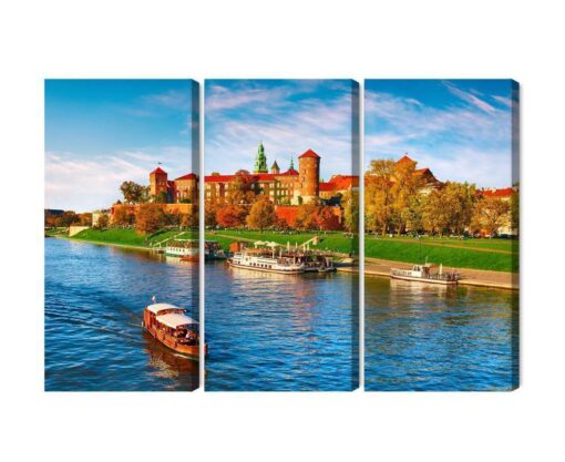 Mehrteiliges Bild Schloss Wawel In Krakau Panoramablick