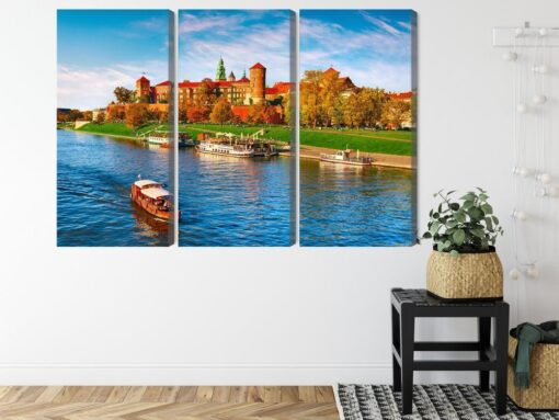 Mehrteiliges Bild Schloss Wawel In Krakau Panoramablick