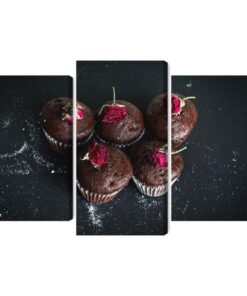 Mehrteiliges Bild Schokoladenmuffins Mit Rosen