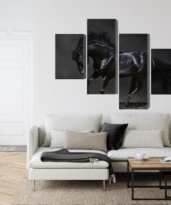 Mehrteiliges Bild Schwarzes Pferd Im Galopp