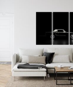 Mehrteiliges Bild Schwarzes Retro-Auto Auf Dunklem Hintergrund