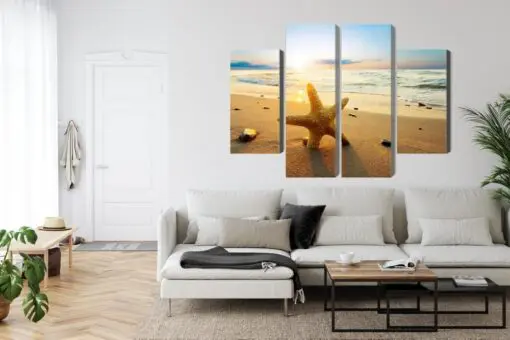 Mehrteiliges Bild Seestern Am Strand 3D