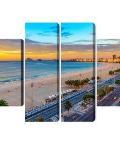 Mehrteiliges Bild Sonnenaufgangsansicht Von Copacabana-Strand Und Avenida