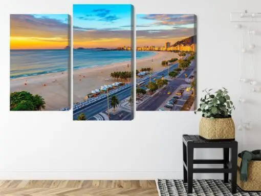 Mehrteiliges Bild Sonnenaufgangsansicht Von Copacabana-Strand Und Avenida