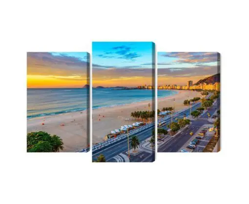 Mehrteiliges Bild Sonnenaufgangsansicht Von Copacabana-Strand Und Avenida