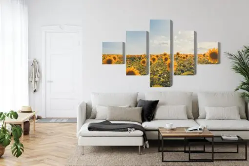 Mehrteiliges Bild Sonnenblumenfeld An Einem Sommertag 3D
