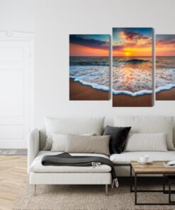 Mehrteiliges Bild Sonnenuntergang Auf Dem Meer 3D