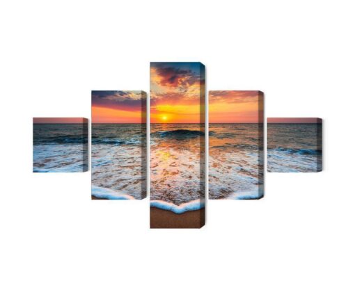 Mehrteiliges Bild Sonnenuntergang Auf Dem Meer 3D