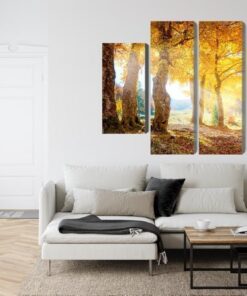 Mehrteiliges Bild Sonniger Herbstwald