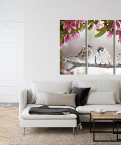 Mehrteiliges Bild Spatzen Zwischen Blumen