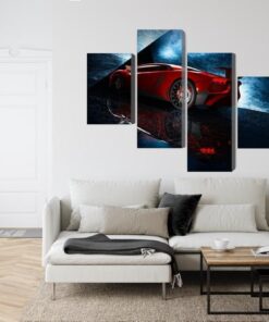 Mehrteiliges Bild Sportwagen Auf Einem Abstrakten Hintergrund