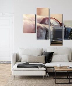 Mehrteiliges Bild Sportwagen In Einer Rauchwolke